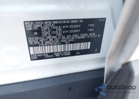 2021 Toyota Rav4 Le z USA, uszkodzony, nr VIN 2T3H1RFV7MC166414